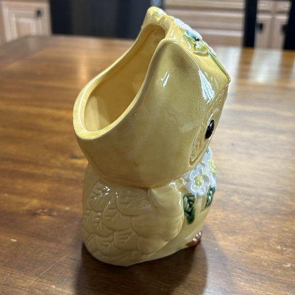 Vintage Yellow Owl/Floral Planter Stamped 6314  - Retro Boho Vibes Ceramic - Picture 7 of 11